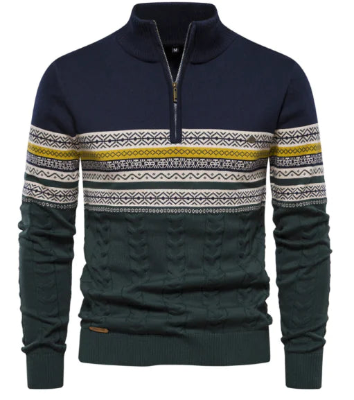 Men's Stand-up Collar Half-Zip Sweater